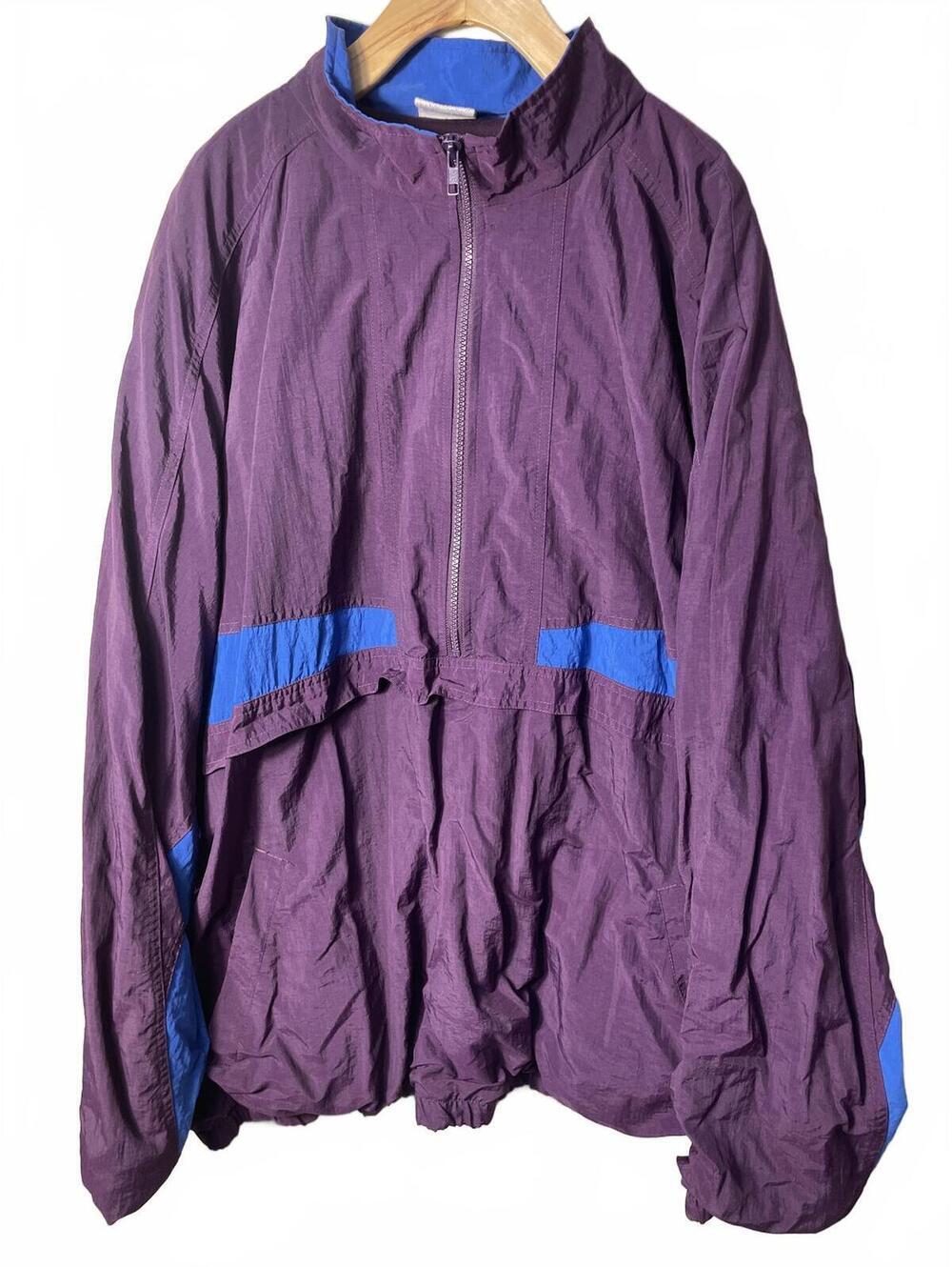 Cheetah Mervyns Jacket Mens XXL Purple Blue Nylon Retro Preppy Funnel Neck VTG